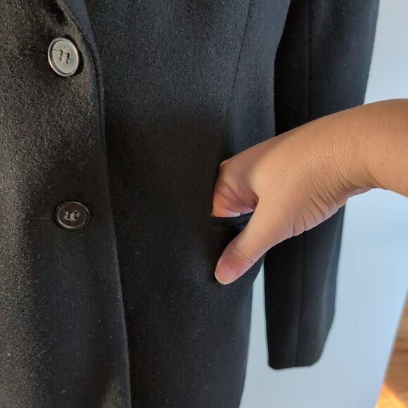 White Stag Wool Blazer Womens Size 6 Black Lined Button Classic Career Old Money - Picture 3 of 10